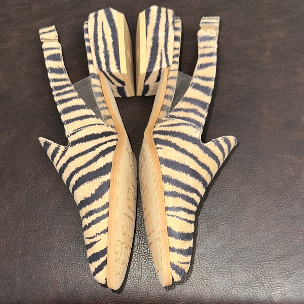 Sz 37(7.5)⭐️New Wonders Spain Zebra Print Leather Slingback. Fits 7.5. - Picture 10 of 16
